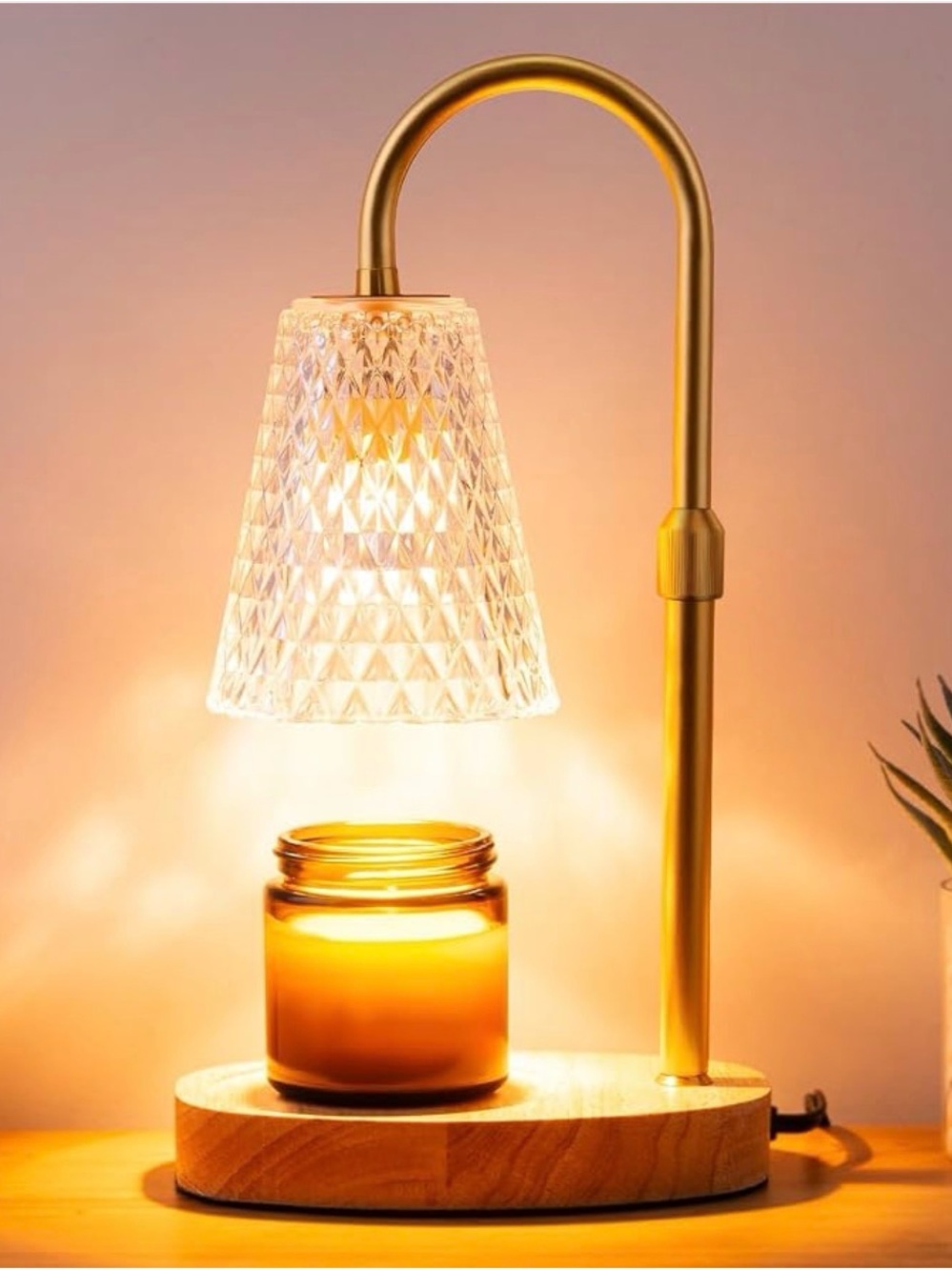 Brass Glass Shade Accent Lamp by